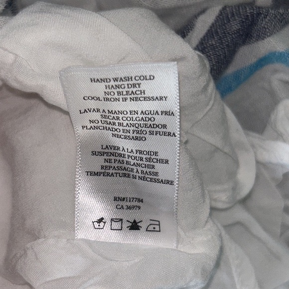 Rails Ashlyn Aegean Blue & White Striped Linen Blend Tie Neck Midi Dress - XS - Picture 15 of 16